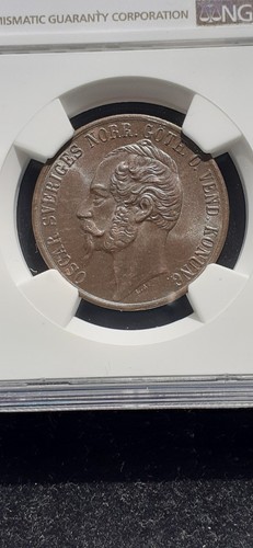 =SUMMER_PRICE= Sweden 5 Ore 1857 Curved Top 5 NGC MS-64 BN - Picture 3 of 3