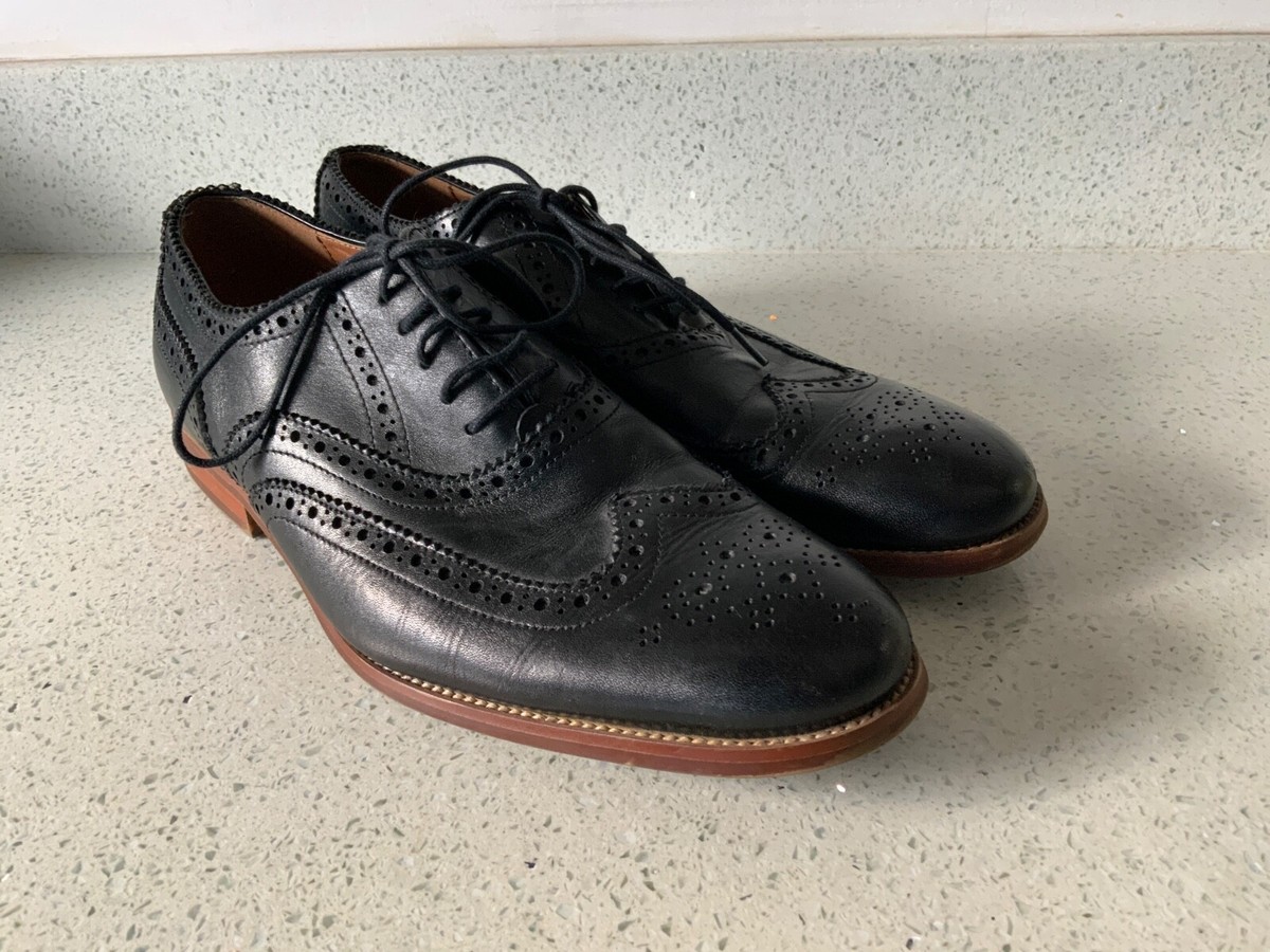 River island black leather Brogues Shoes Mens Size UK