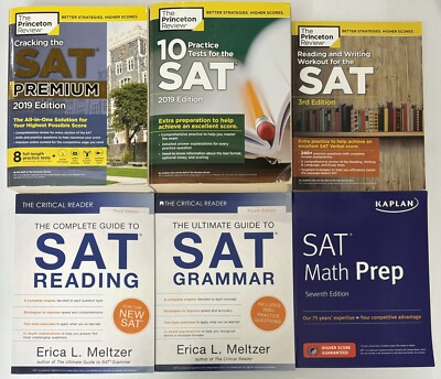 SAT Books Lot of 6 Bundle Princeton, Erica Meltzer The Critical Reader, Kaplan