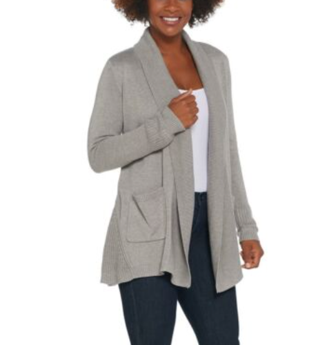 H by Halston - Open Front Cardigan with 