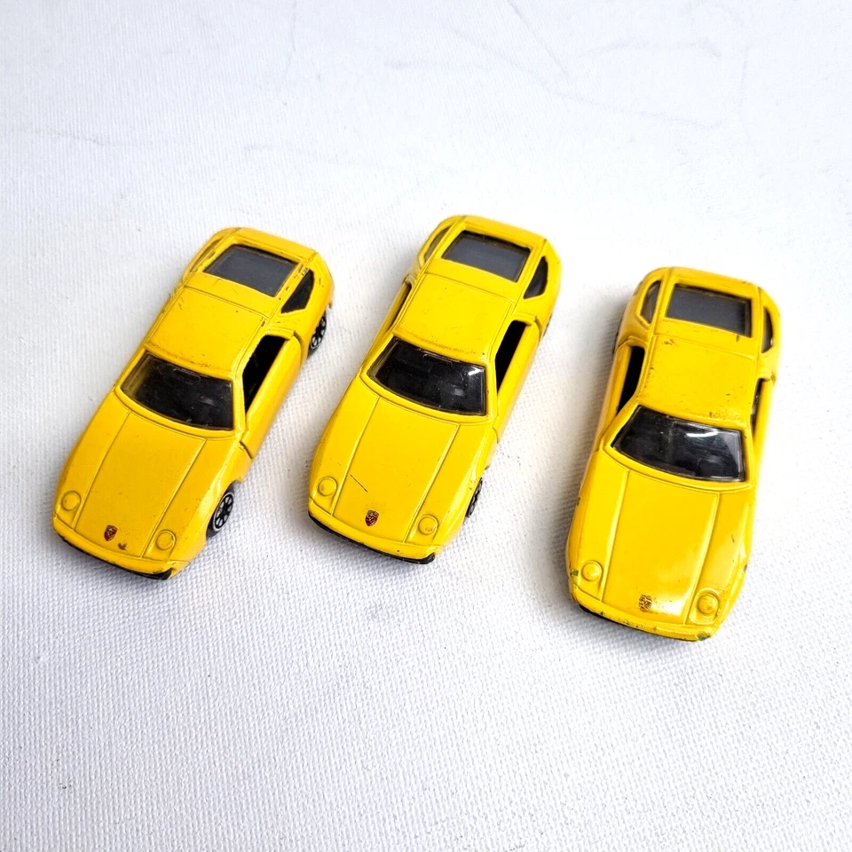 welly porsche No110 YELLOW DIECAST X3 CARS LOT FREE POST - Image 2 of 4
