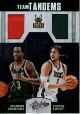 2010-11 Absolute Team Tandems Materials Brandon Jennings Andrew Bogut Jersey/100
