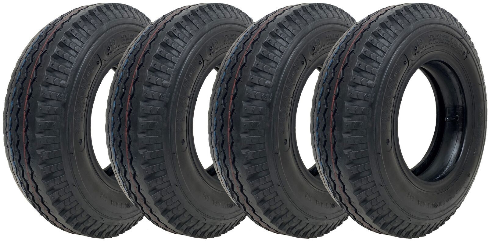 Image of 4.80/4.00-8 Kenda Trailer Tire & Tube 6ply High Speed E-Marked Legal (Set di 4)