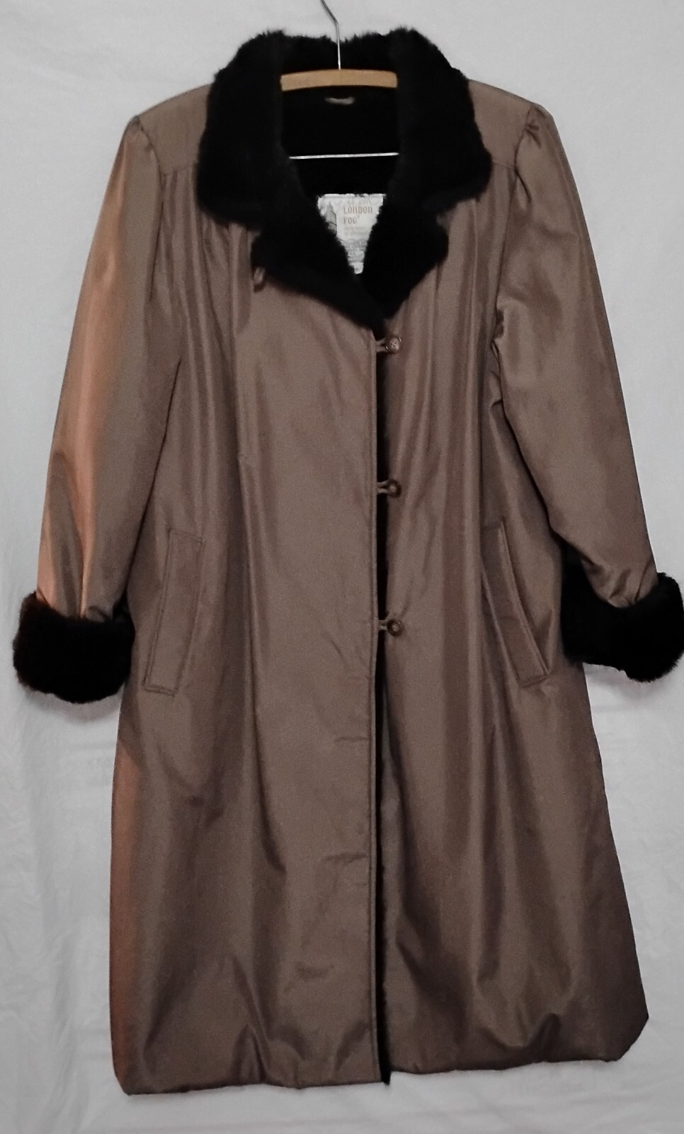 London Fog Faux Fur Lined Brown Trench Coat for Women Size 8 Regular with Warm Fur Interior
