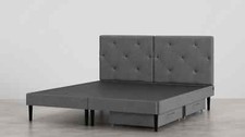 Emma Double Dark Grey Singature Bed with Tufted Headboard, 135x190