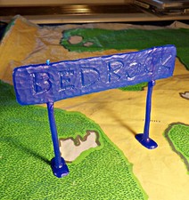 Marx 1991 Anniversary Ruby Edition Flintstones BEDROCK Sign, Purplish Blue