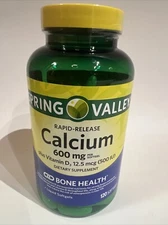 Spring Valley Rapid-Release Calcium Softgel Capsules 600 mg +D3 12.5mcg 120count
