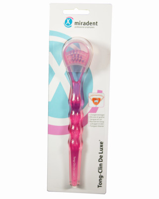 Miradent Tongue Cleaner Pink Luxury Tong-Clin - One Brush Improved Oral Hygeine 
