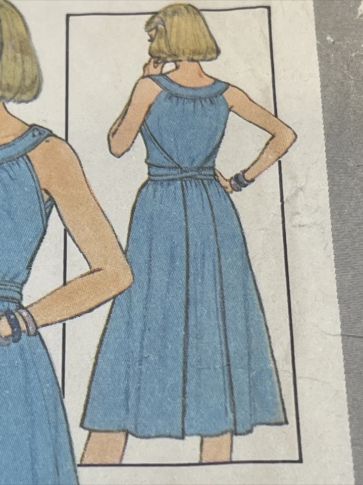 UNCUT Vintage 77 Sz 10 Tied Wrap Dress Gathered Round Neckline Simplicity 8316 - Image 2 of 4