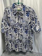 Paradise Bay XXL Hawaiian Aloha Shirt Floral Reverse Print Royal Hawaii USA
