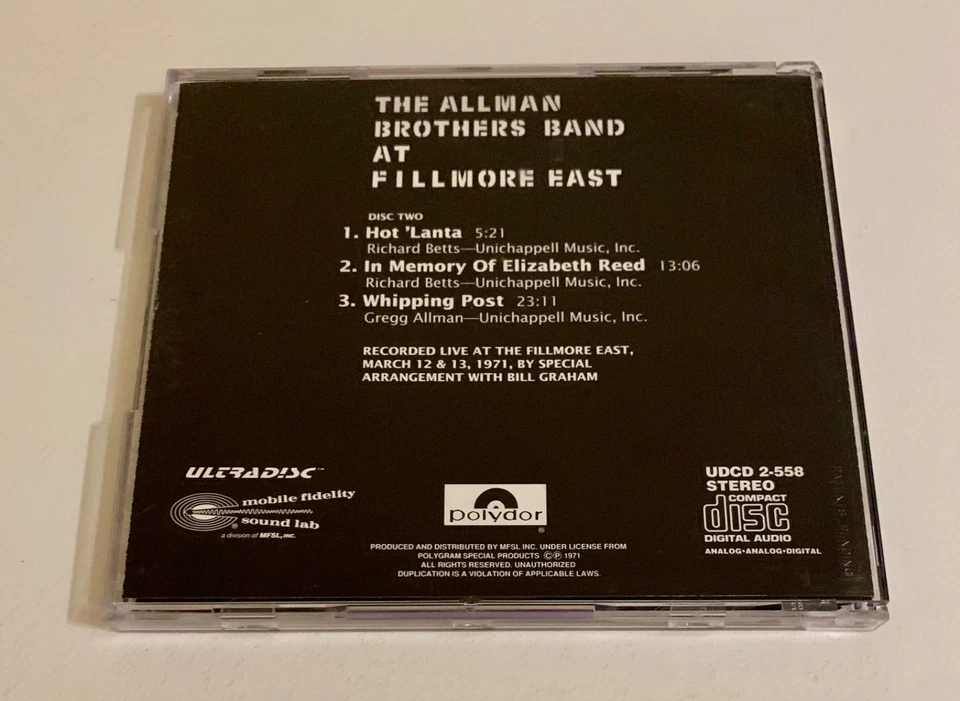 CD The Allman Brothers Band At Fillmore East (Disc 2) MFSL Gold Disc UDCD 2-558 Foto 2 de 4