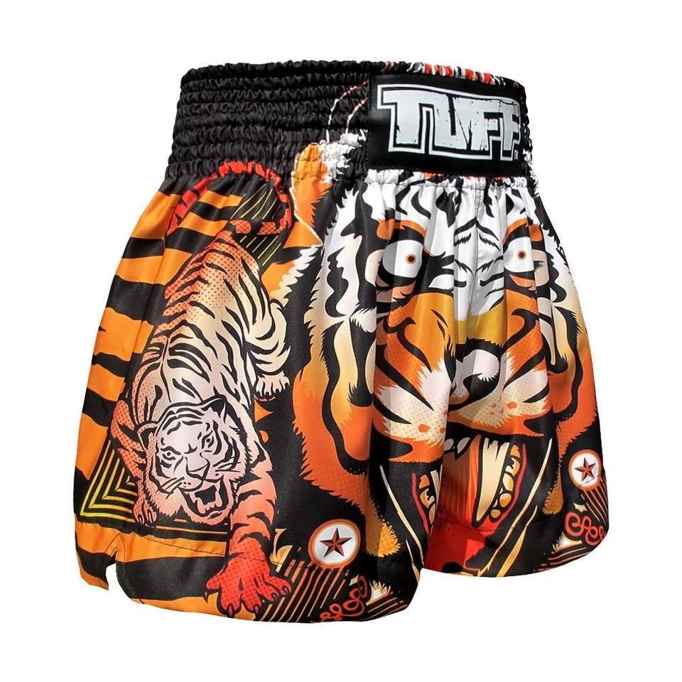 Pantalones Cortos de Boxeo Muay Thai Tiger - Tuff Deporte Artes Marciales Gimnasio Entrenamiento Baúles Foto 3 de 4