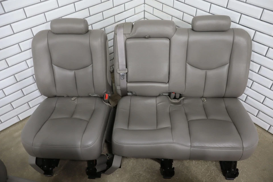 03-07 Chevy Silverado GMC Sierra Crew Cab Gray Leather Heated Seat Set OEM - Изображение 3 из 4