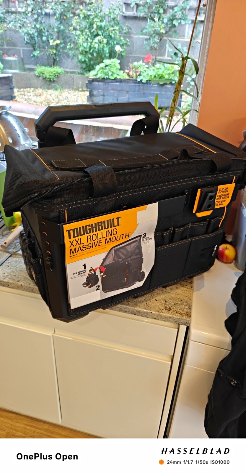 TOUGHBUILT XXL Rolling Massive Mouth Tool Bag, Black, With Handle