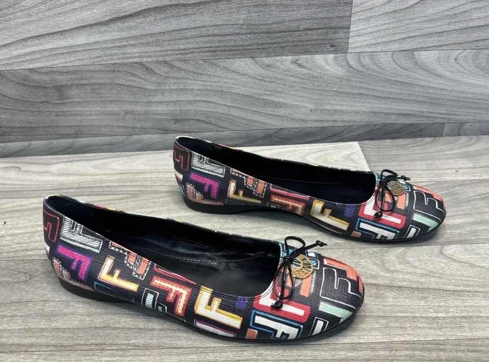 Fendi многоцветный Zucca с покрытием холст логотип диск балерины плоскостях размер 42/США 10 - Изображение 2 из 4