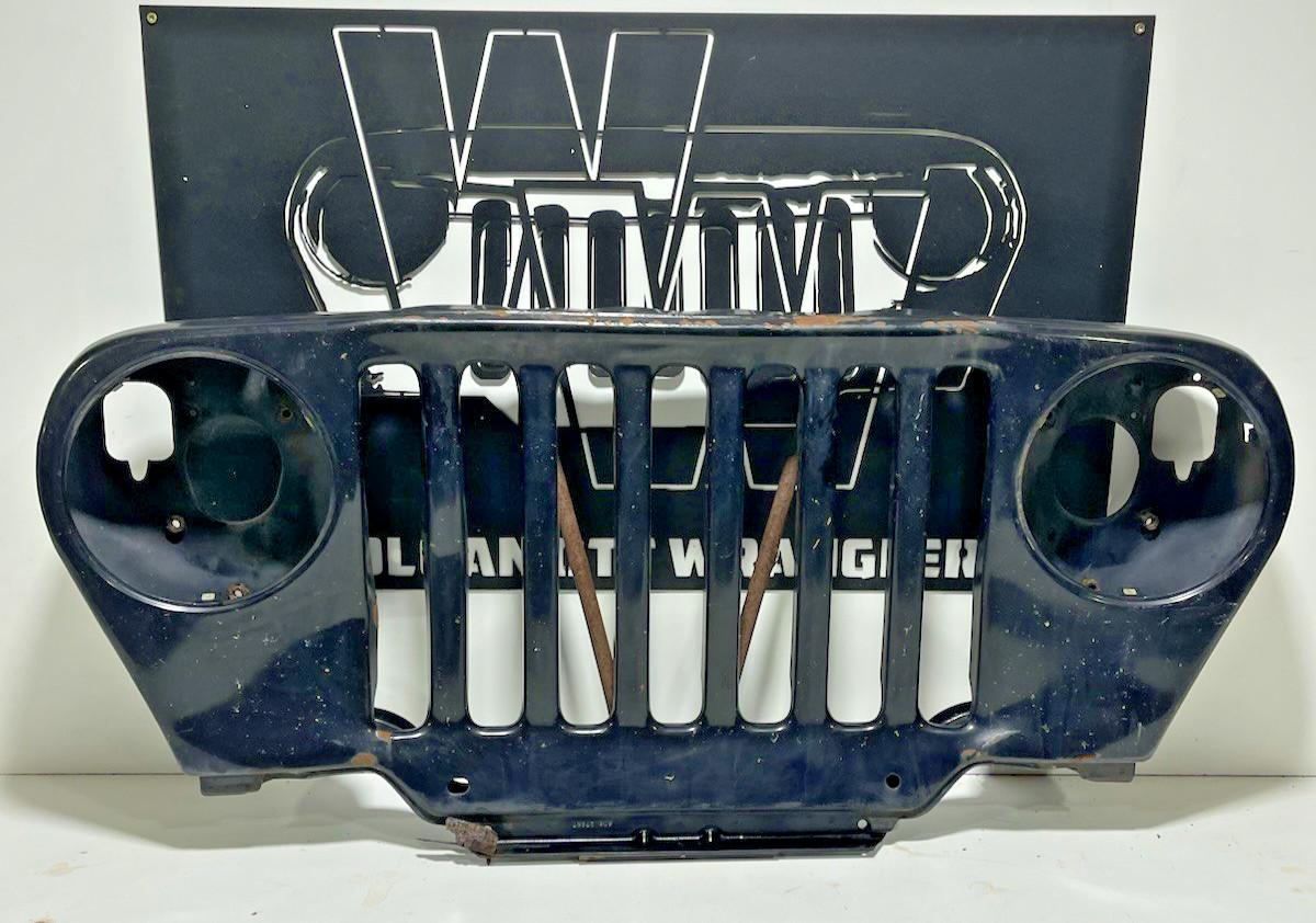 Front Grille Panel + Support Bracket Black PX8 DENTED 97-06 Jeep TJ Wrangler