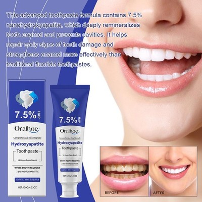 Hydroxyapatite Toothpaste, White Tooth Recover 7.5% Brand New Hydroxyapatite C7U
