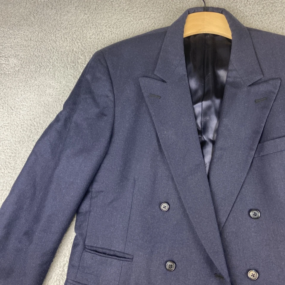 Blazer Abrigo Deportivo Vintage Aquascutum Para Hombres Azul Marino 100% Lana Doble Pecho 44 Foto 3 de 4