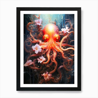 Oktopus 2 Kunstdruck gerahmt Wandbild Poster Leinwanddruck Bild