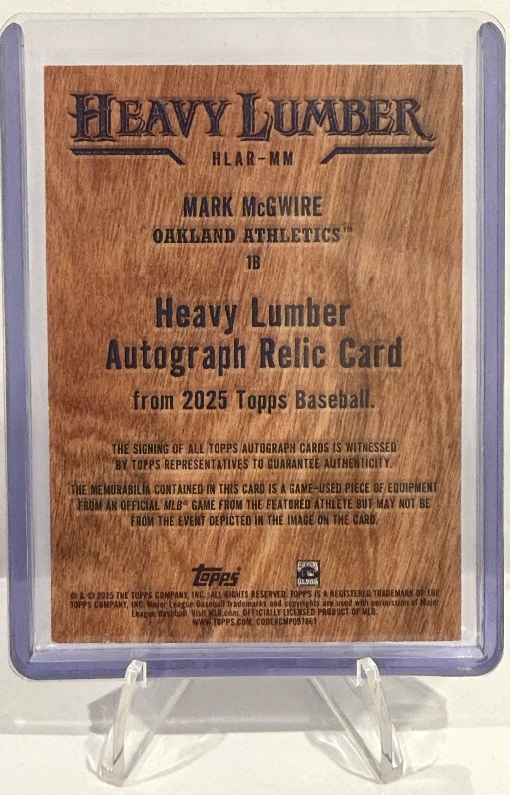 2025 Topps Heavy Lumber Mark McGwire SSP Game used Bat Auto view 2