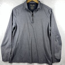 Tasso Elba Supima Cotton Gray Long Sleeve Shirt Size S Quarter Zip
