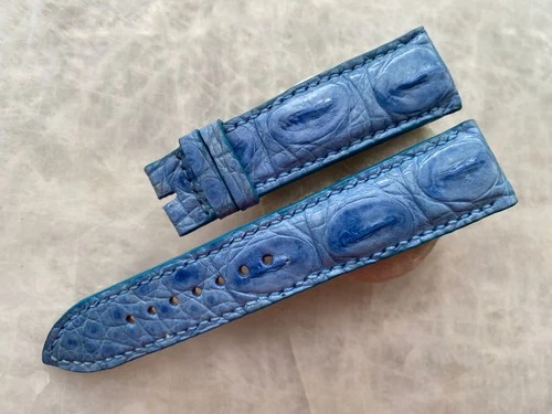 22mm/18mm Blue Alligator Crocodile Print Leather Watch Strap Band