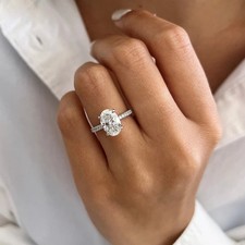 Verlobungsring Diamant Lab Grown Ovalschliff VVS 2,3 Karat 14 Karat Wei&szlig;gold ...