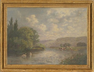 Robert Thomas Jackson, Landschaftsansicht mit Rindern, 1909