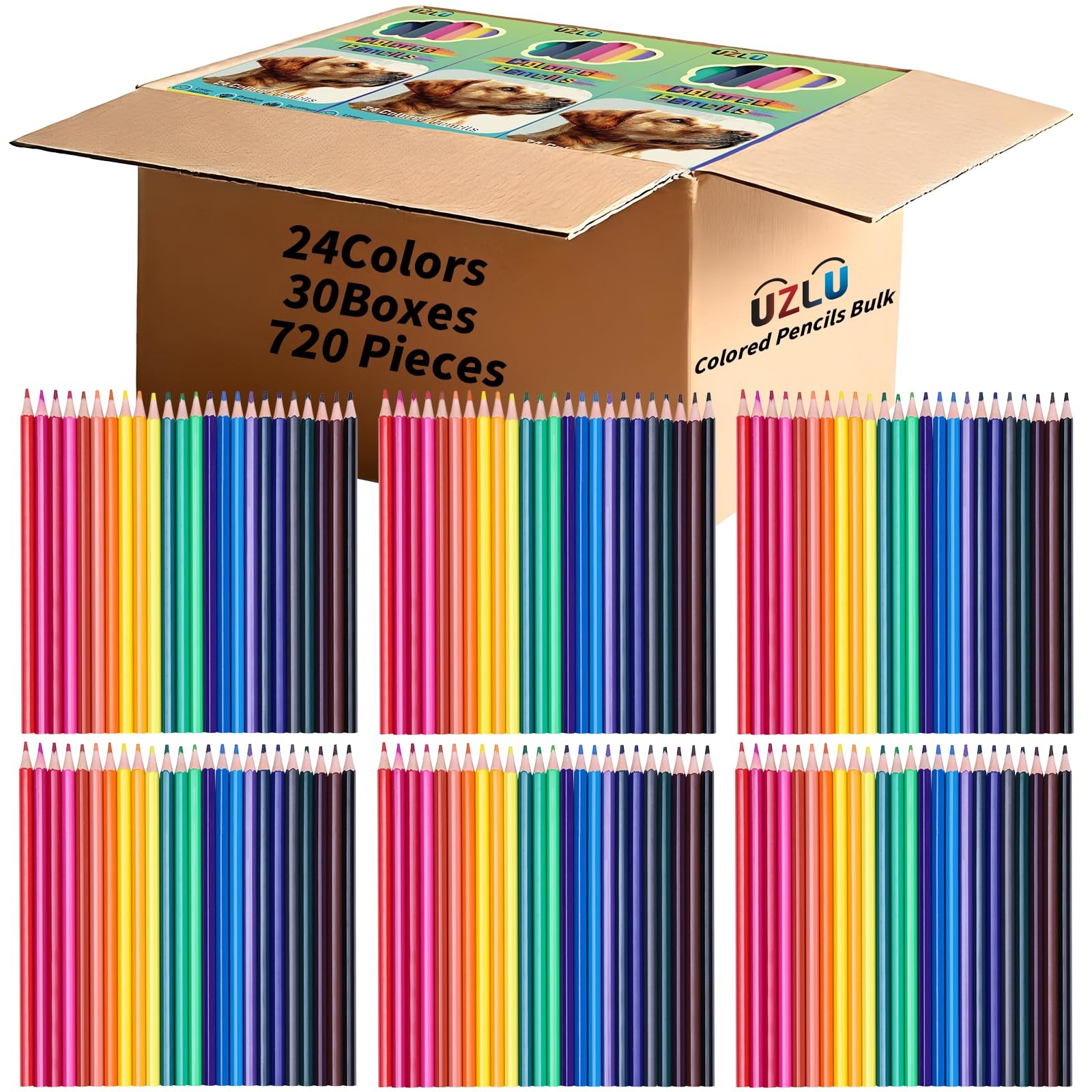 Bulk, 30 Packs Colored Pencils, 24 Colors Pre-sharp...
