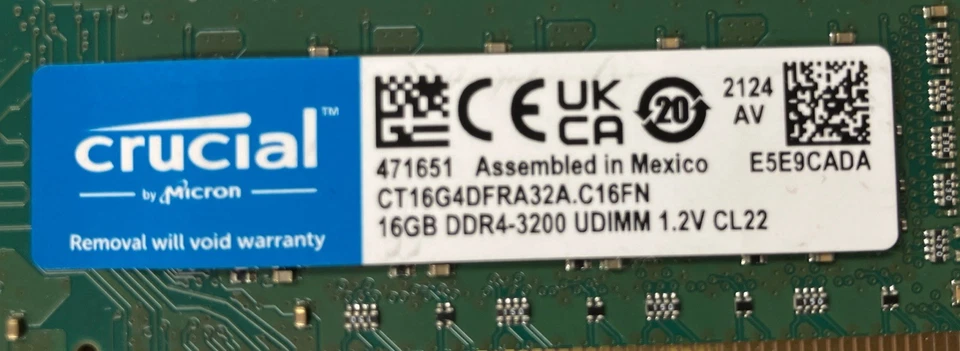 16gb DDR4 DIMM Desktop Memory RAM Sk Hynix + Crucial - 3 Modules - Image 2 of 4