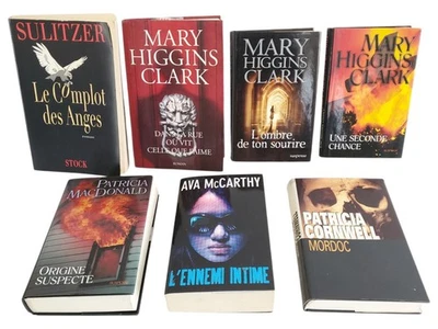 Lot 7 Livres Thriller Policier Mary Higgins Clark Patricia Cornwell MacDonald - Photo 1/4