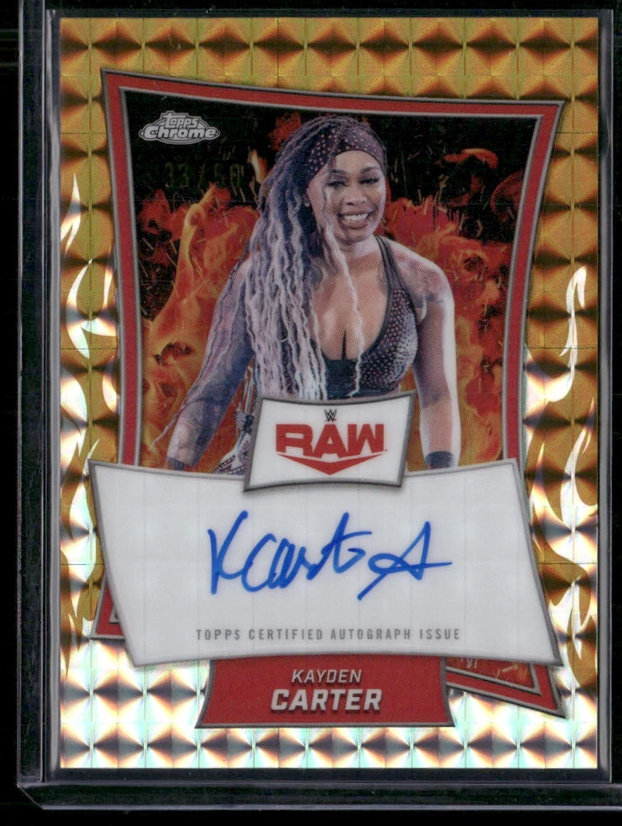2025 Topps Chrome WWE Kayden Carter Autographs Gold Geometric Refractor #/50