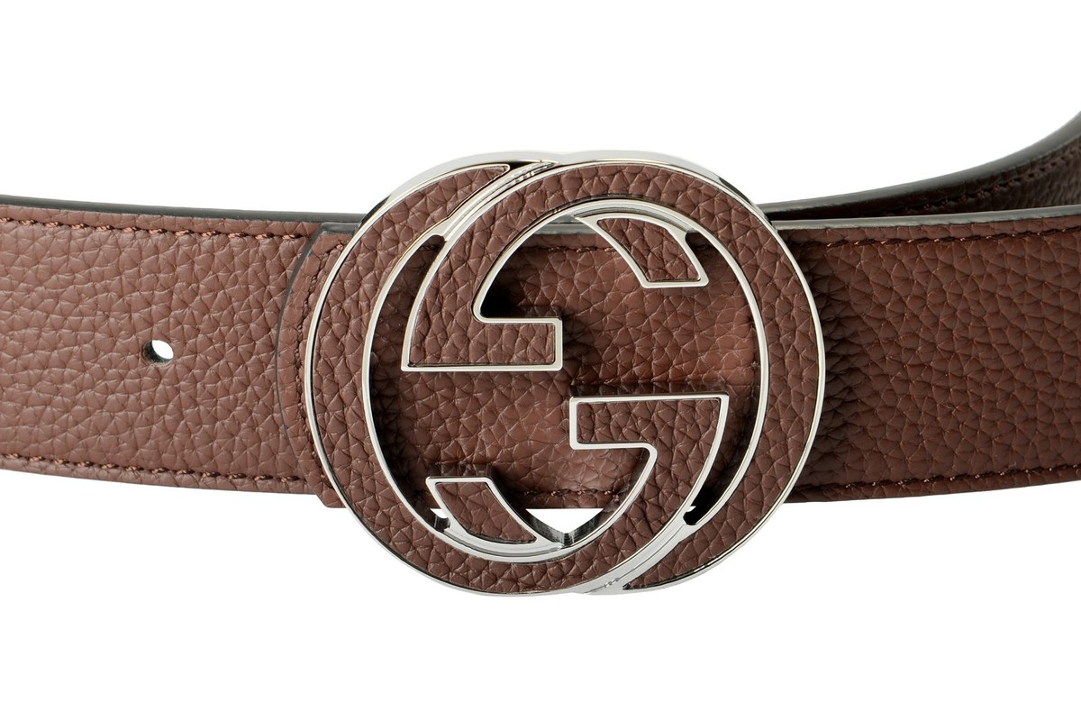Gucci Black/Brown Textured Leather Reversible Double G 
