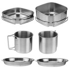 6 Piece Stainless Steel Cookware Set Portable Picnic Pot Frying Pan Plates Cups