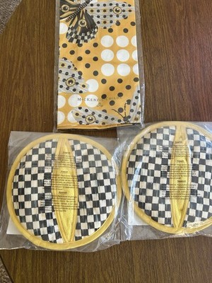 MacKenzie-Childs Spot On Butterfly Potholders (2), one Matching Dish Towel