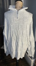 Mens Long Sleeve Cotton Zip Front Henley Extra Large Gray