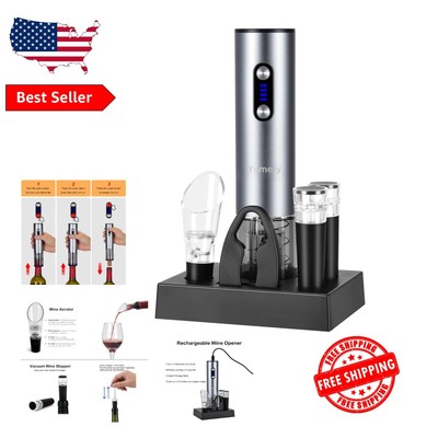 Elegant Electric Wine Opener with Foil Cutter & 2 Wine Stoppers - Wine Accessory