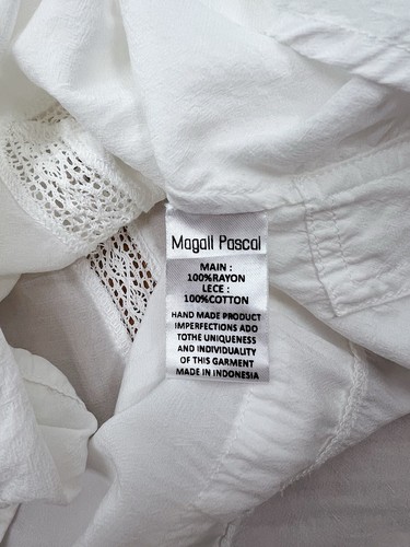 Magali Pascal White Shirt Long Sleeve Top Blouse Rayon Office Business Sz S-L - Picture 8 of 9