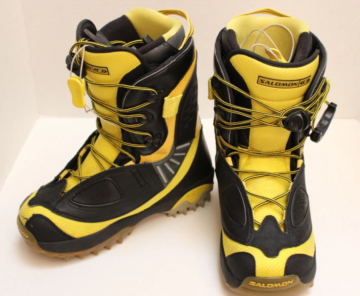 Mens SALOMON SYNAPSE Customfit 3D Size 8.5 Black & Yellow Snowboard Boots