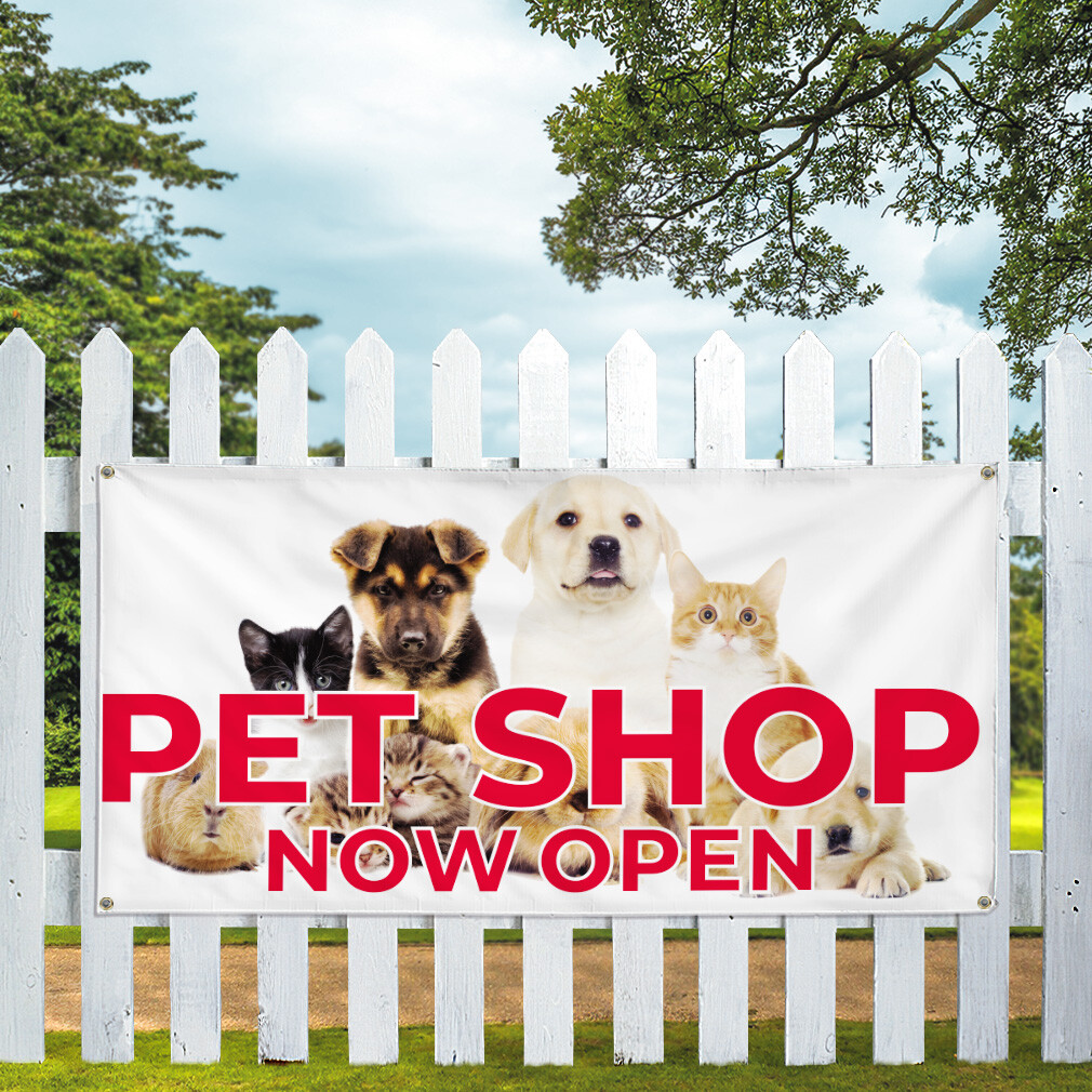 Vinyl Banner Multiple Sizes Pet Shop Now Open Advertising Printing