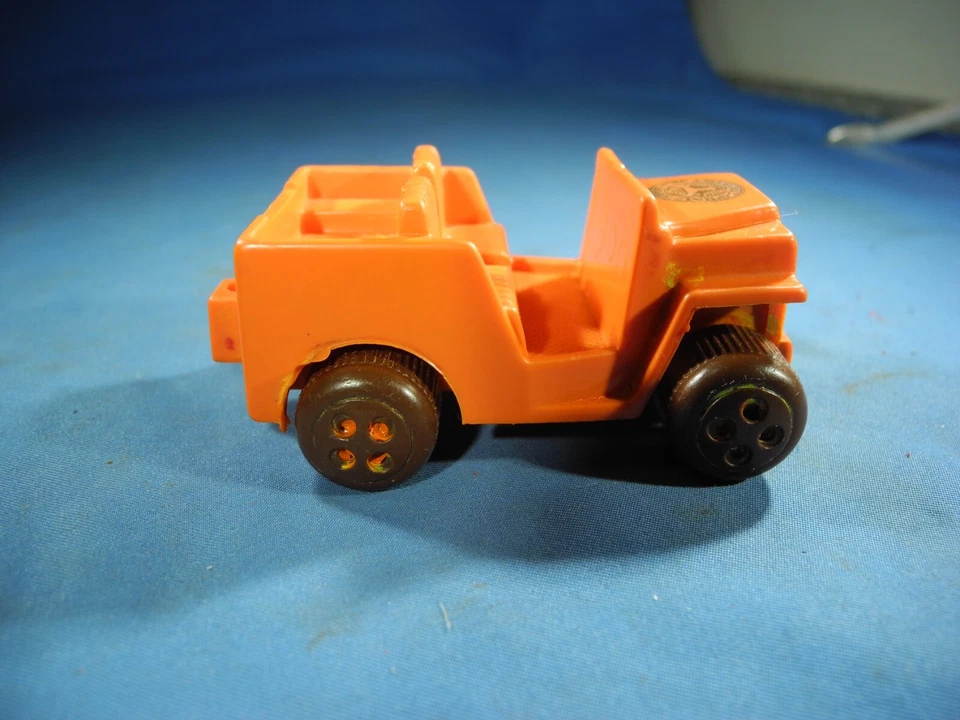 1970's Miniature Viking Plast Toys Sweden Vinyl Plastic Orange Jeep Car NO.110 - Image 4 of 4