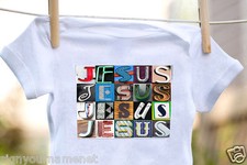 JESUS Baby Bodysuit in Sign Letter Photos - 100 Cotton Short Sleeve