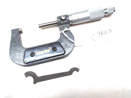 CLARKE Machinists 1 - 2" Micrometer (.001"), Carbide Faces, Ratchet Stop