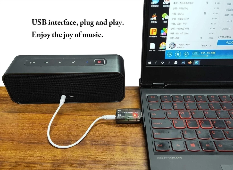 AZNCOS External 5.1 USB Stereo Sound Card USB 2.0 to 3D Audio Sound Card, 2-6pcs - Image 3 of 4