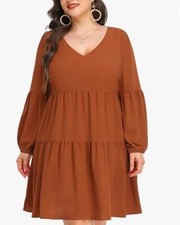 Burnt Orange Midi Dress Size 2X Only Worn Once!