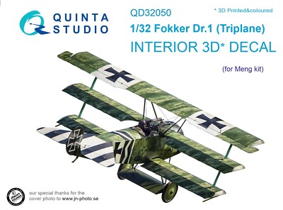 1/32 Quinta Studio 3D Interior Decal #32050 Fokker Dr.1 For Meng Kit