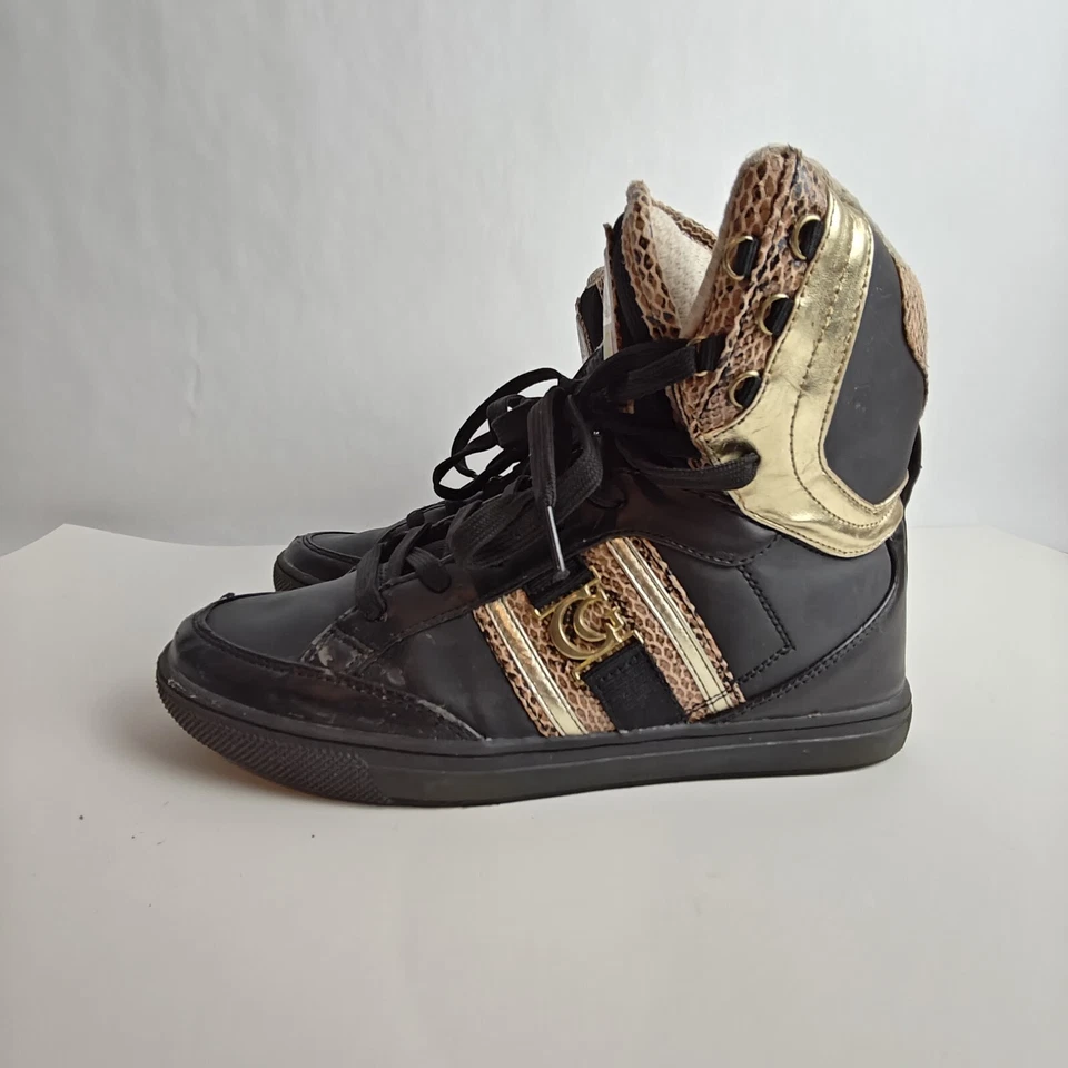 COOGI Australia Zapatillas Altas EE. UU. 7 Baloncesto Negro Dorado Cuero Zapatos Usados Foto 3 de 4