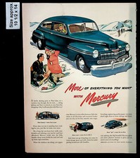 1947 Mercury Cars Blue Couple Ice Skating Engine Vintage Print Ad 31379