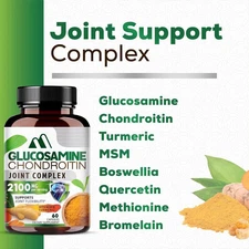 60 Capsules Glucosamine Chondroitin MSM Turmeric and Quercetin Bromelain