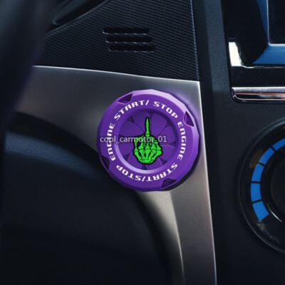 ABS Green Middle Finger Logo Car Engine Ignition Start Stop Button Cover Cap